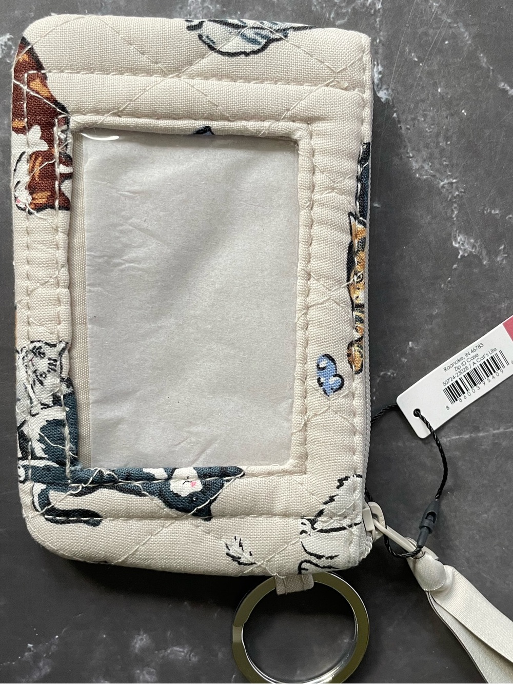 NWT Vera Bradley Zip ID Case with Key Ring in A Cat’s Life 🐈 - Picture 2 of 8